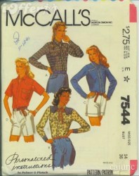 7544 MCCALLS 1981 SS-LS BUTTON/ SNAP WESTERN YOKE SHIRT PATTERN  8 or 10 choice 
